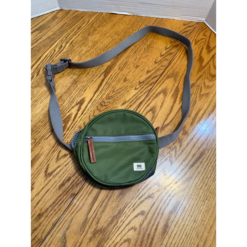 ORI London Camden Round Crossbody Bag Olive Green Recycled Nylon Water Repellent